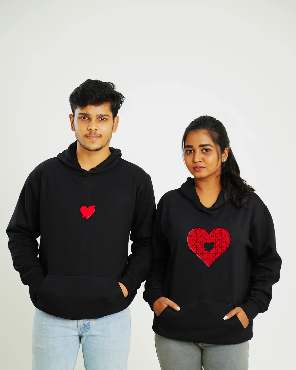 poshemodetees couple gigsaw heart black hoodie 1