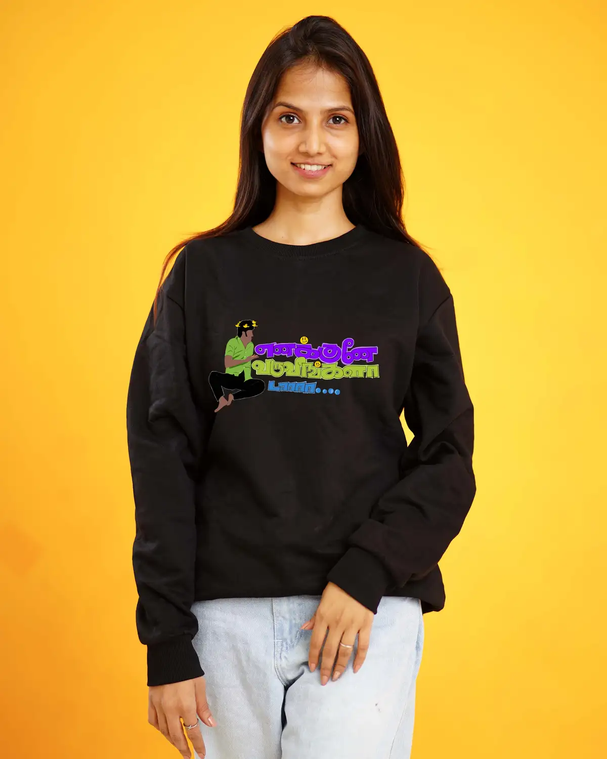 Poshemodetees-Female-Enakkunevaruveengalada-Black-Sweatshirt-1