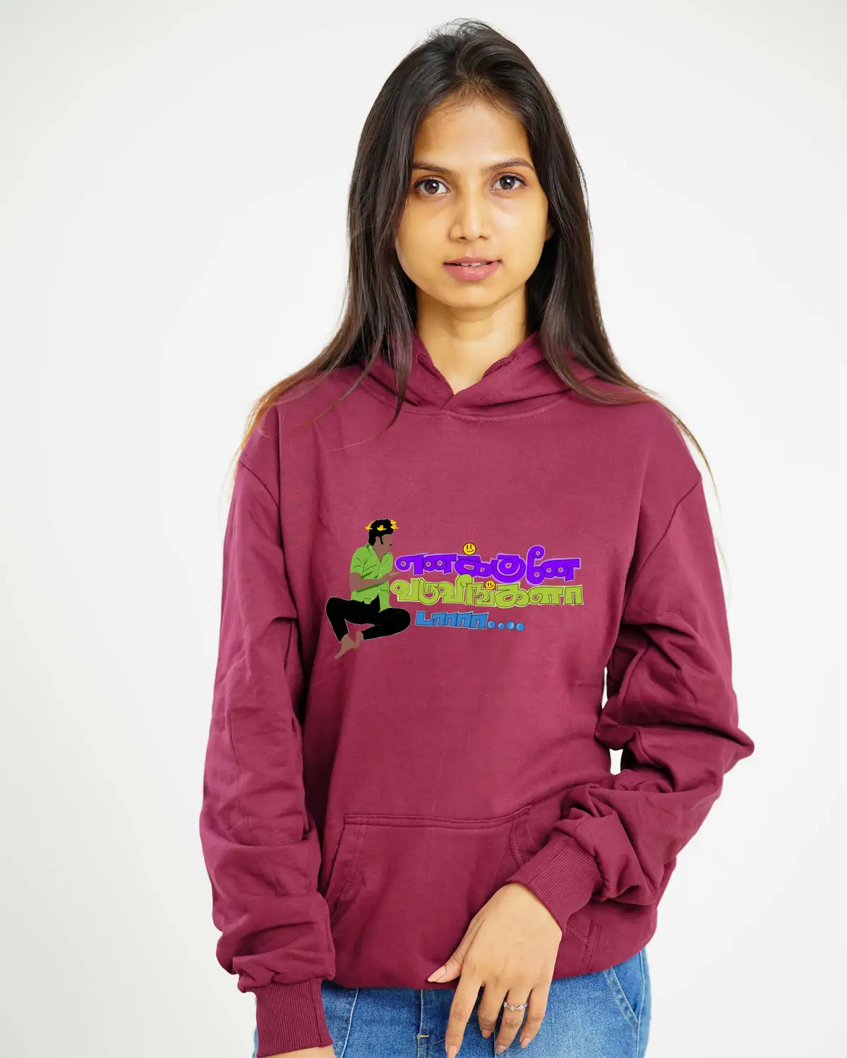 Poshemodetees-Female-Enakkunevaruveengalada-Maroon-Hoodie-1