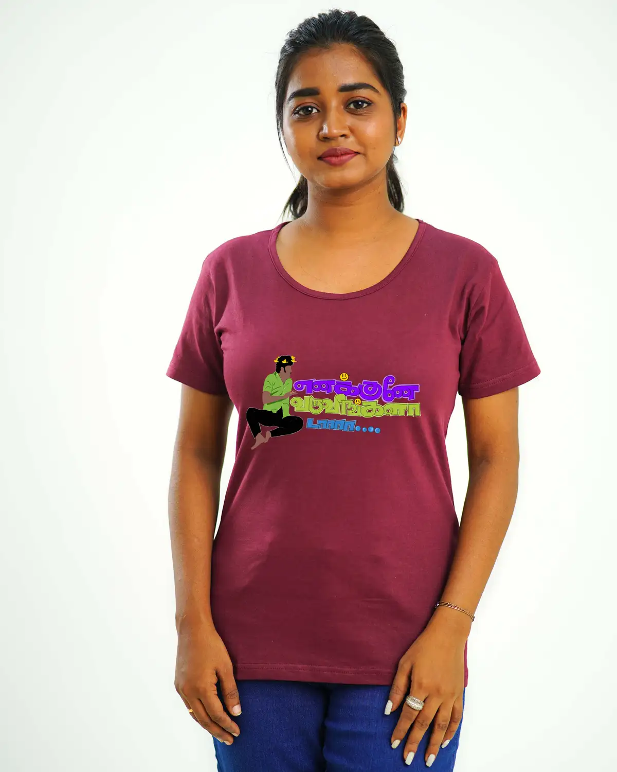 Poshemodetees-Female-Enakkunevaruveengalada-Maroon-Tees-1