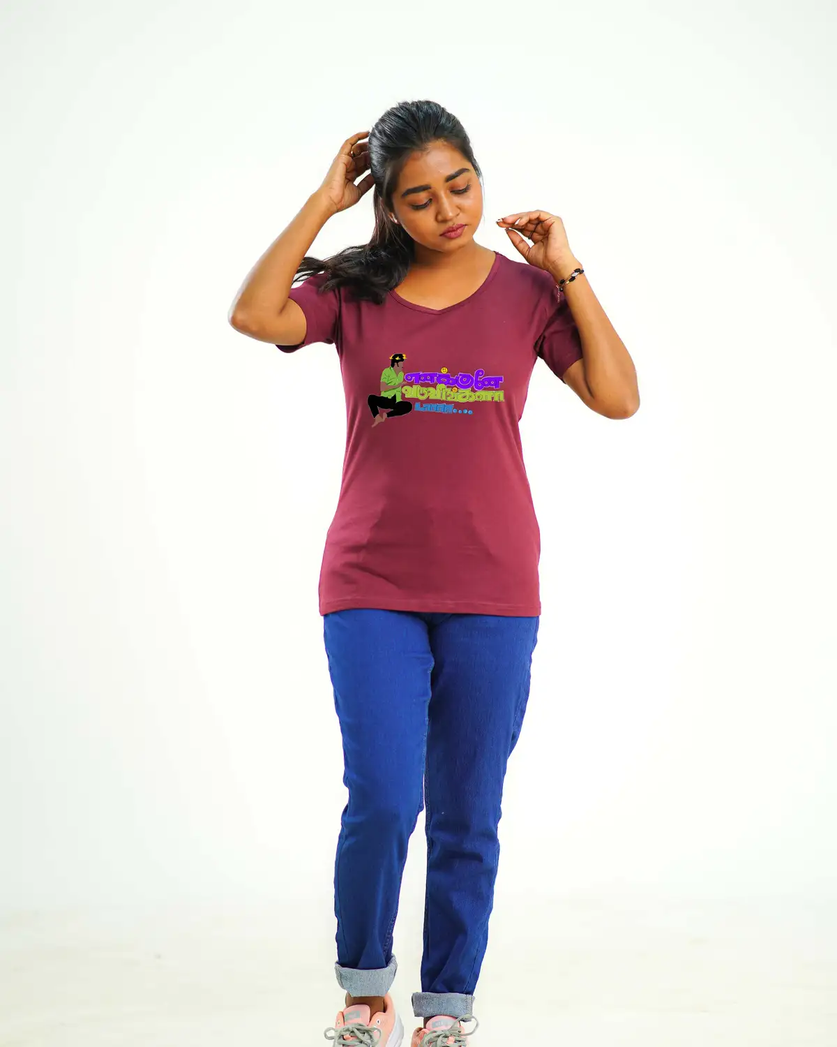 Poshemodetees-Female-Enakkunevaruveengalada-Maroon-Tees-2