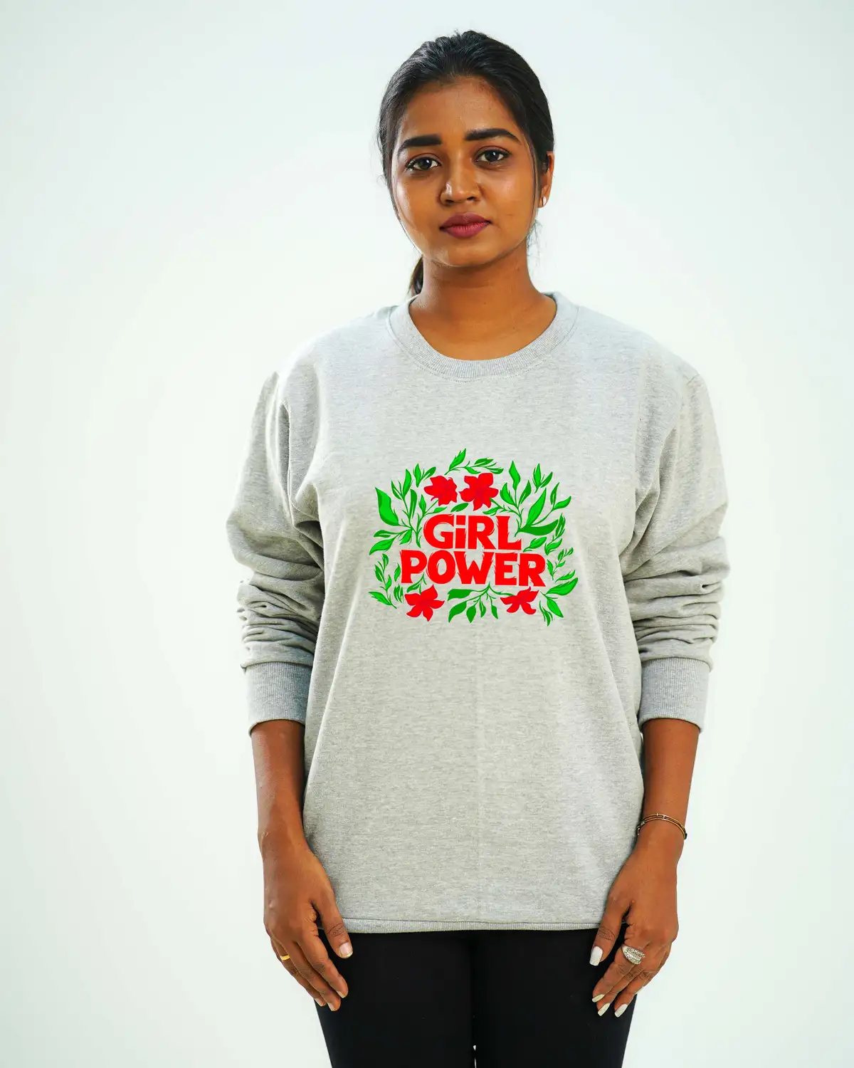 Poshemodetees-Female-Girlpower-Grey-Sweatshirt-1