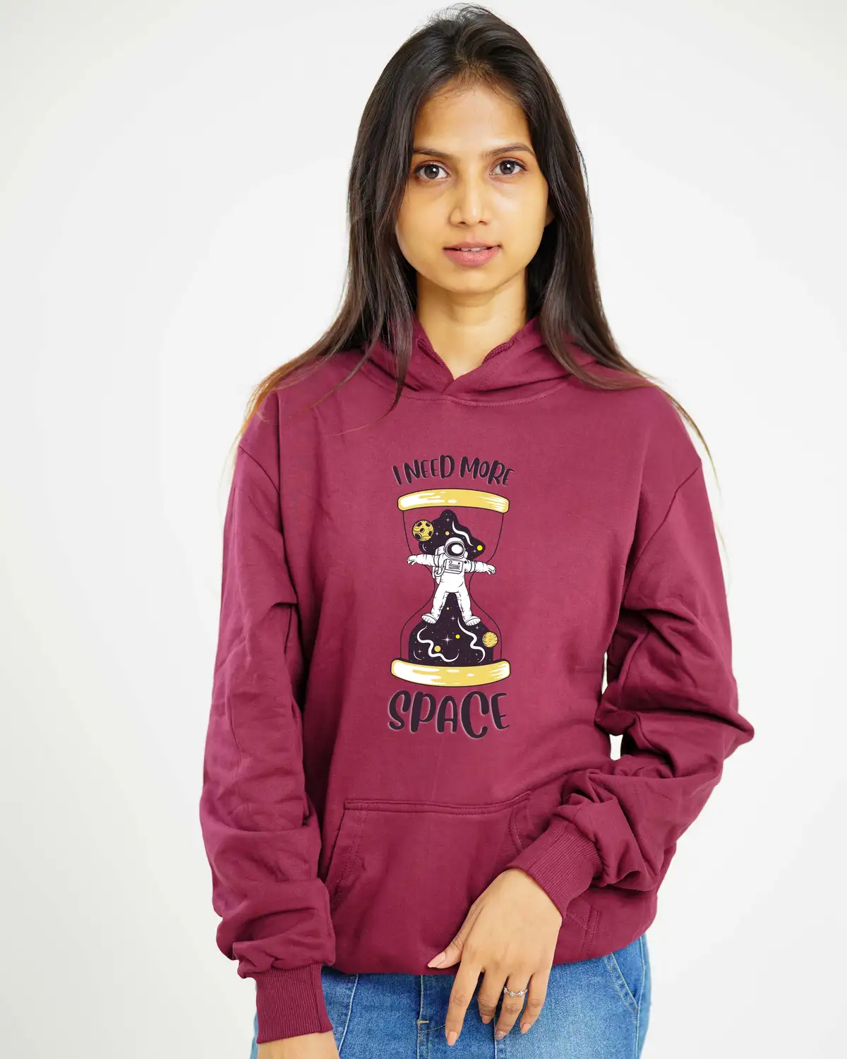 Poshemodetees-Female-I need more Space-Maroon-Hoodie-1