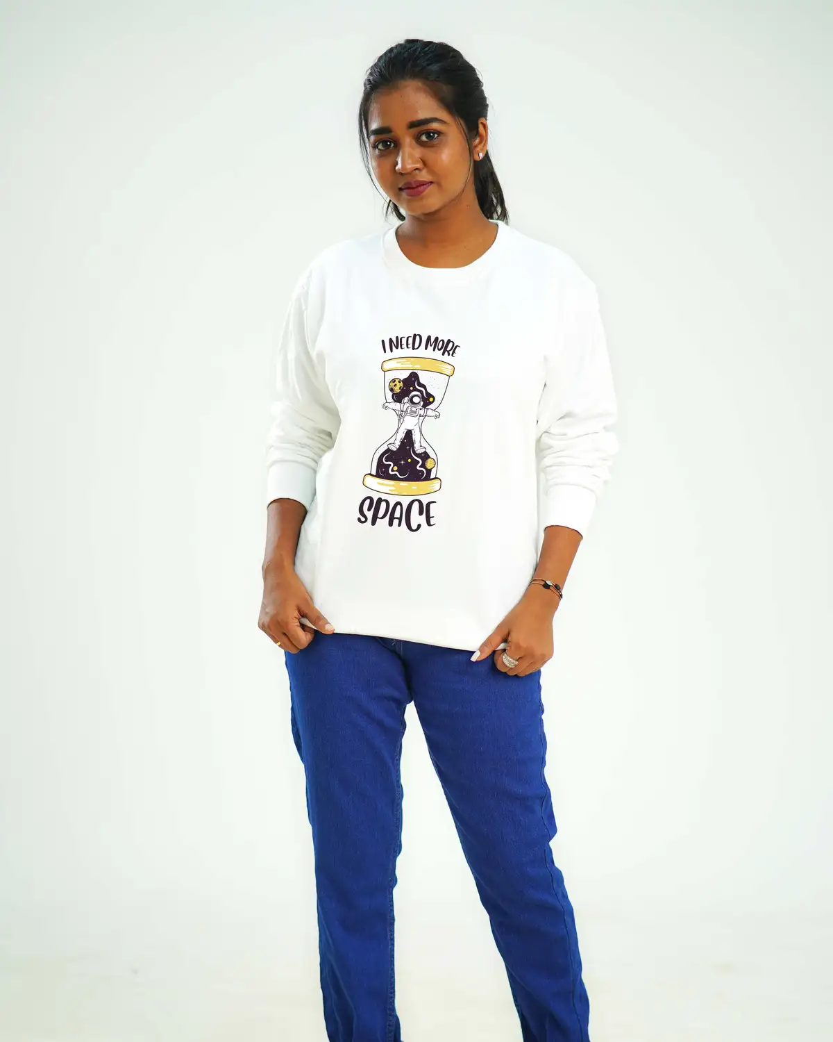 Poshemodetees-Female-I need more Space-White-Sweatshirt-1