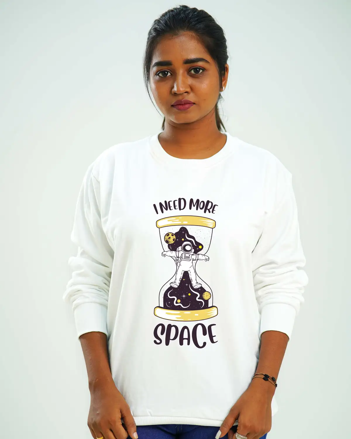 Poshemodetees-Female-I need more Space-White-Sweatshirt-2