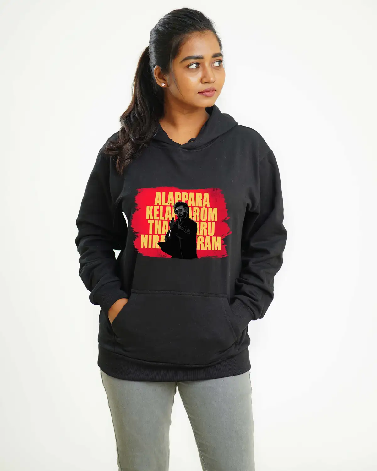 Poshemodetees-Female-JailerAlaparaKelaparomRajini-Black-Hoodie-2