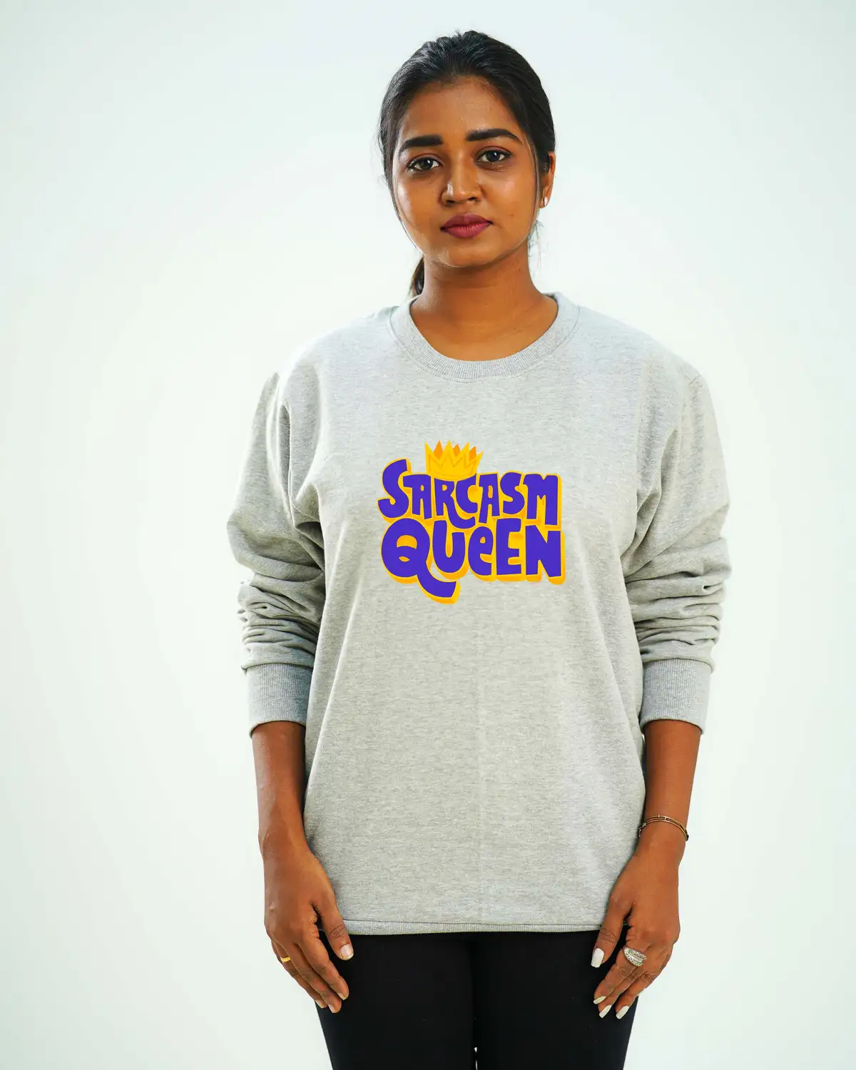 Poshemodetees-Female-SarcasmQueen-Grey-Sweatshirt-1