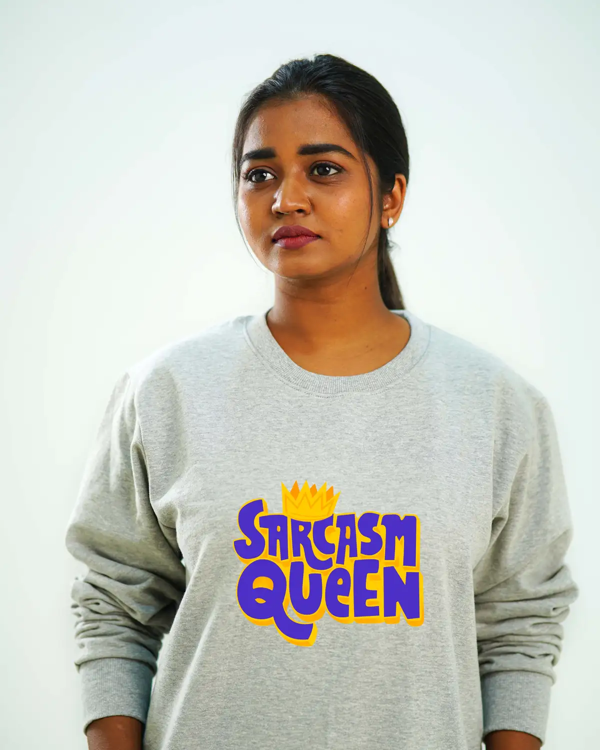 Poshemodetees-Female-SarcasmQueen-Grey-Sweatshirt-2