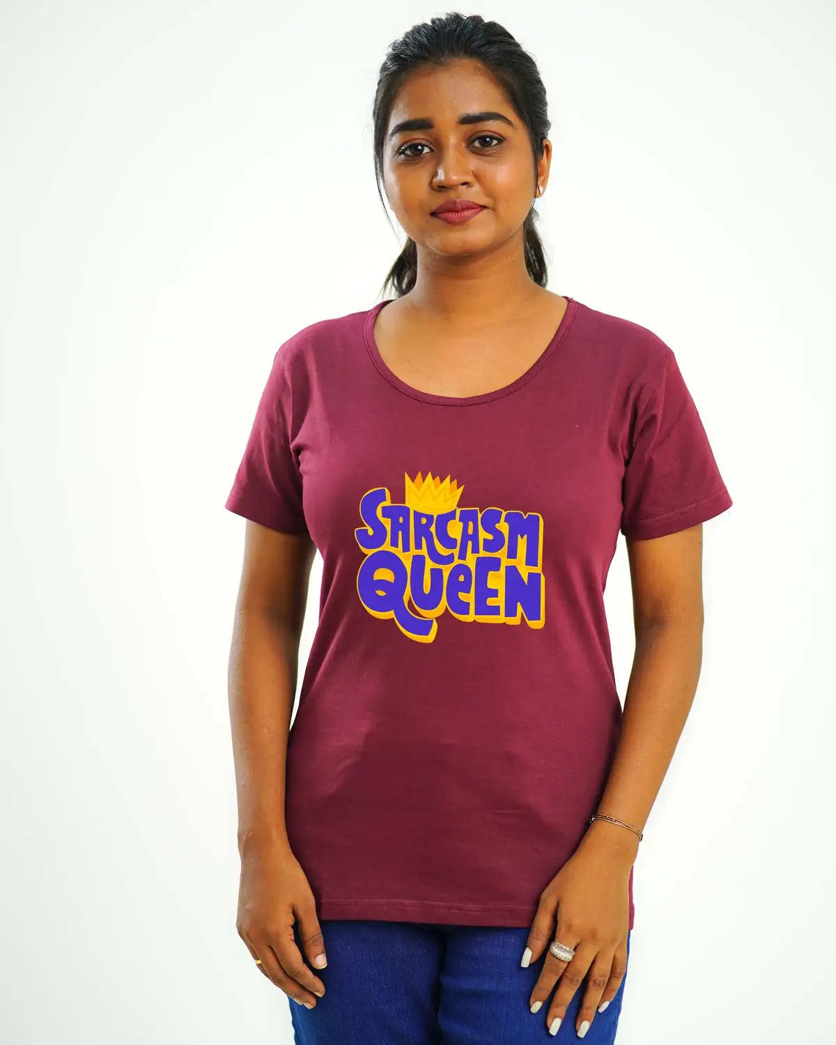 Poshemodetees-Female-SarcasmQueen-Maroon-Tees-2