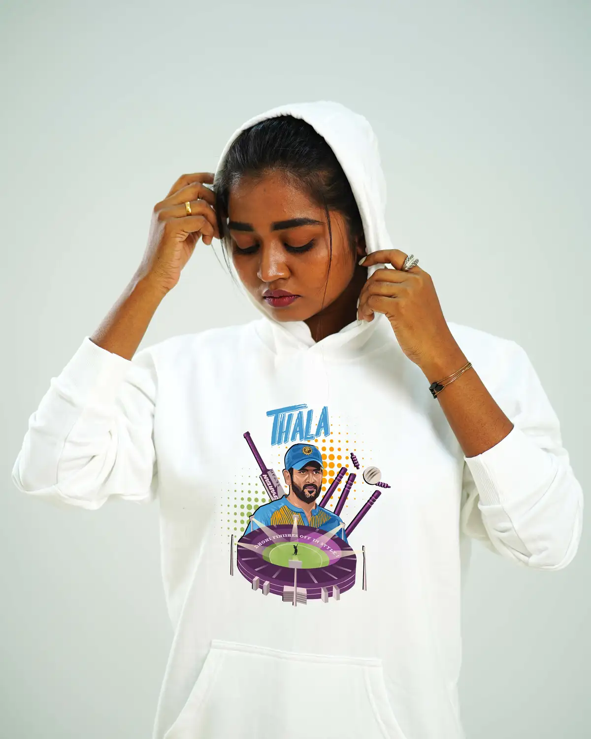 Poshemodetees-Female-ThalaDhoni1-White-Hoodie-2