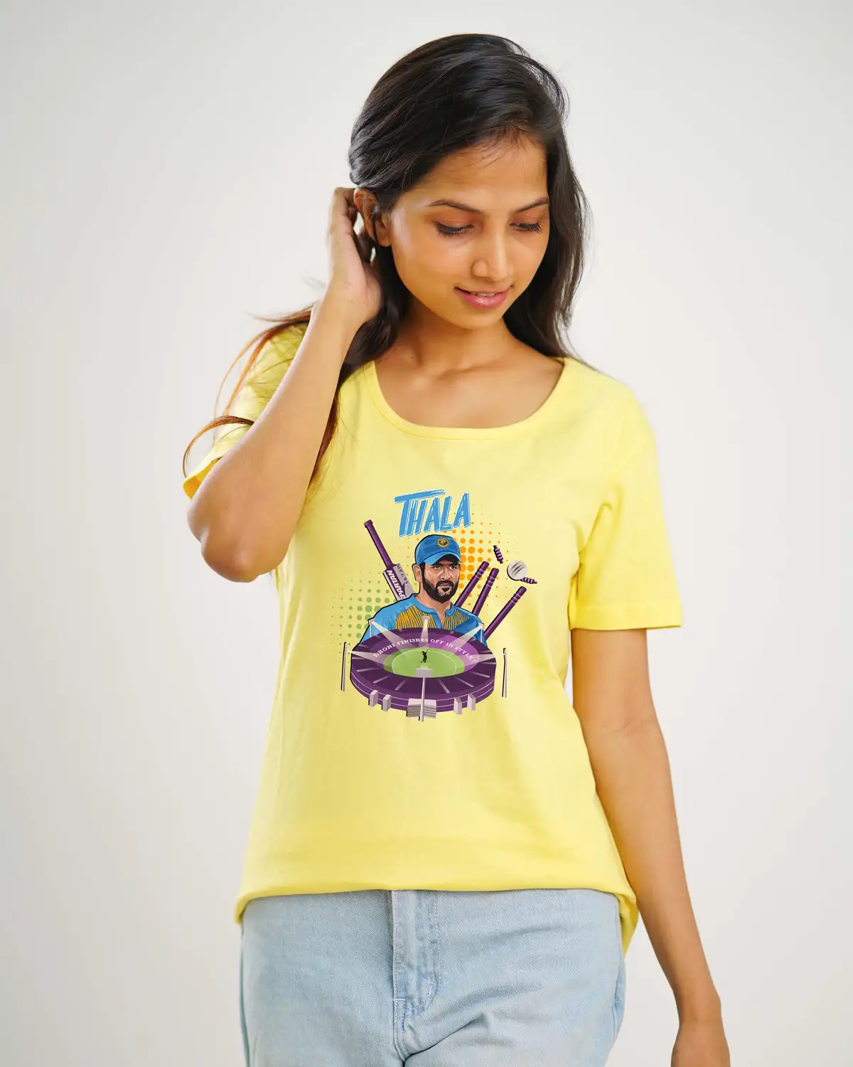 Poshemodetees-Female-ThalaDhoni1-Yellow-Tees-1