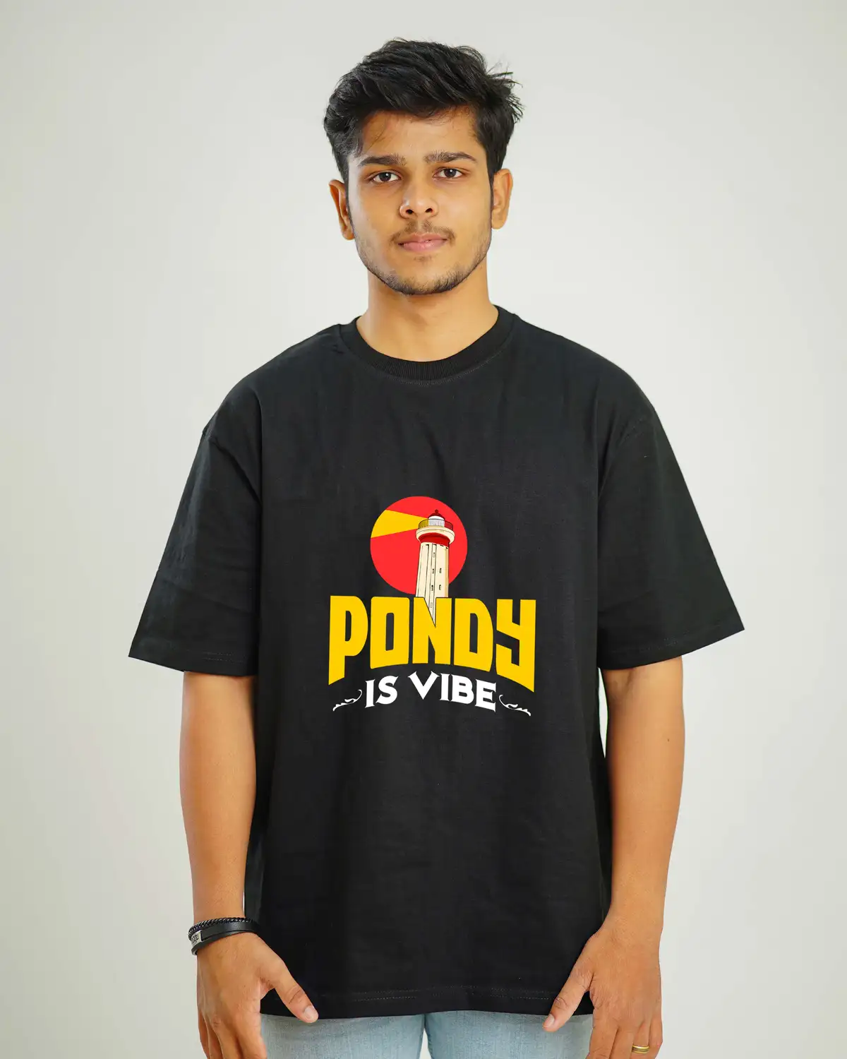 Poshemodetees-Male-PondyIsVibe-Black-Oversized-1