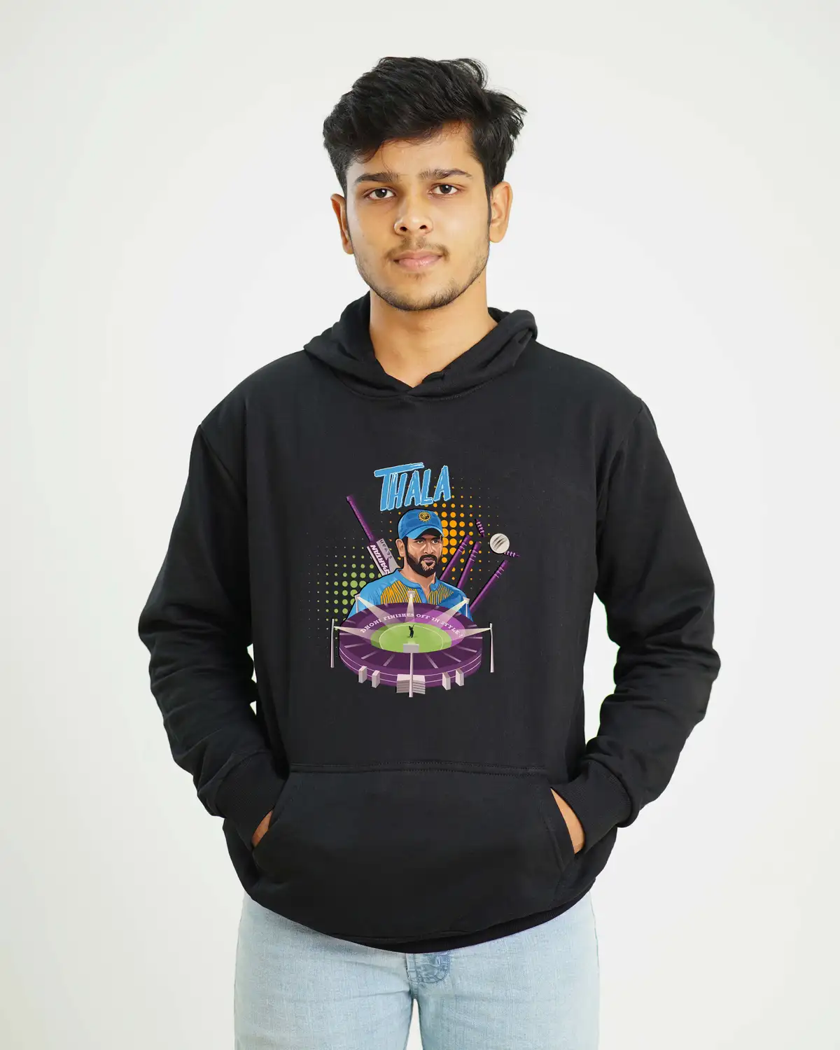 Poshemodetees-Male-ThalaDhoni1-Black-Hoodie-2