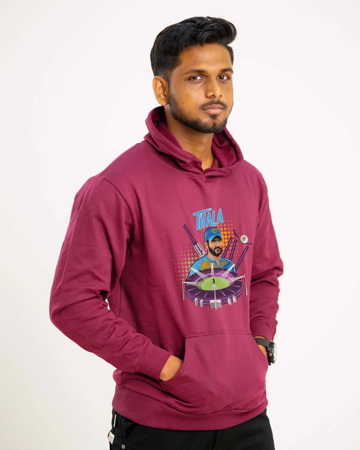 Poshemodetees-Male-ThalaDhoni1-Maroon-Hoodie-2